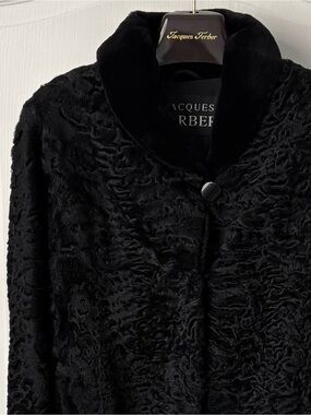 Black Persian Lamb Dress Coat trimmed in Black Sheared Mink